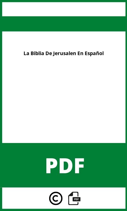Descargar Gratis La Biblia De Jerusalen En Español Pdf