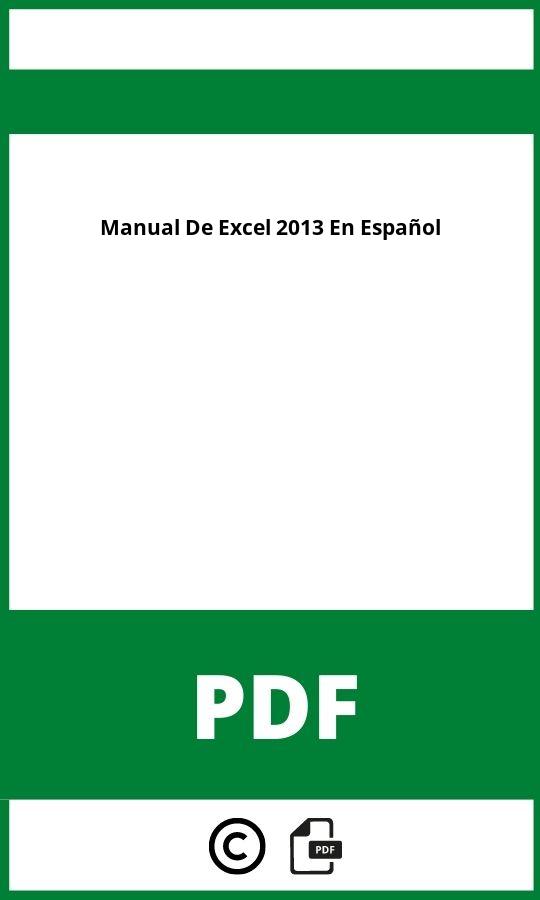 Descargar Manual De Excel 2013 Gratis En Español Pdf