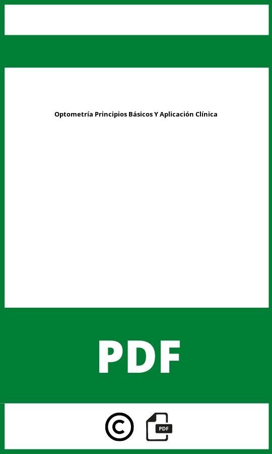 Optometría Principios Básicos Y Aplicación Clínica Pdf Gratis