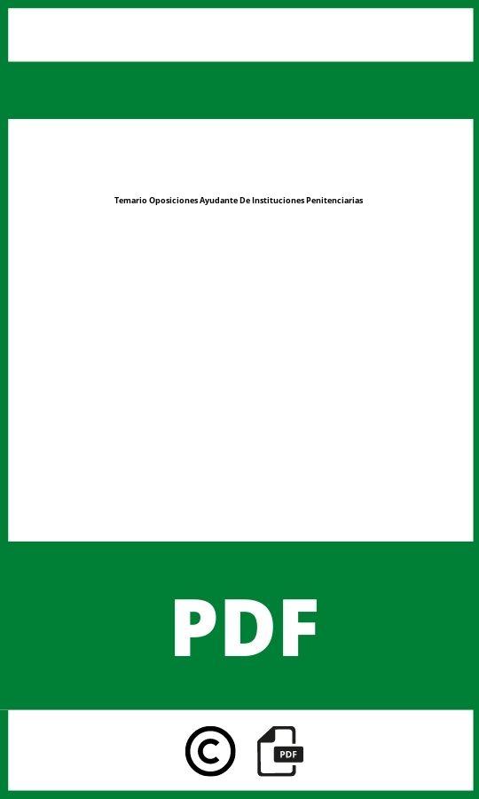 Temario Oposiciones Ayudante De Instituciones Penitenciarias Pdf Gratis